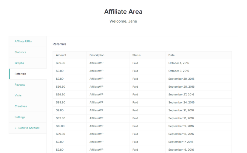 Affliate Area